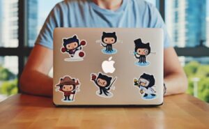 Die Cut Custom Stickers on Laptop